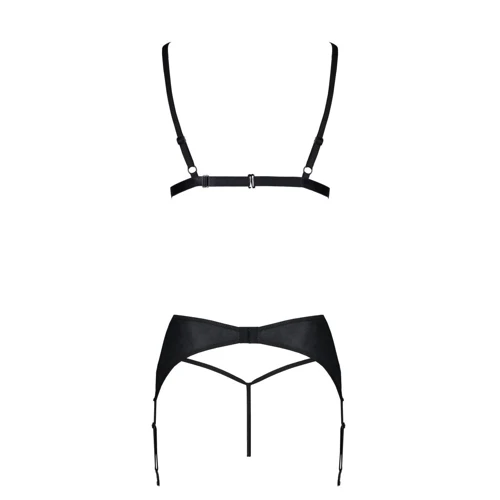 Комплект из эко-кожи Passion Miley Set black S/M: трусики, бюстгальтер, пояс для чулок: Для кого Для женщин