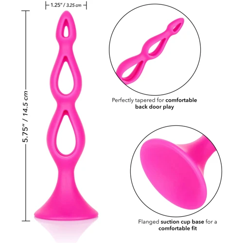 Тройная полая анальная пробка CalExotic Booty Call Silicone Triple Probe, розовый: Наличие вибрации Нет