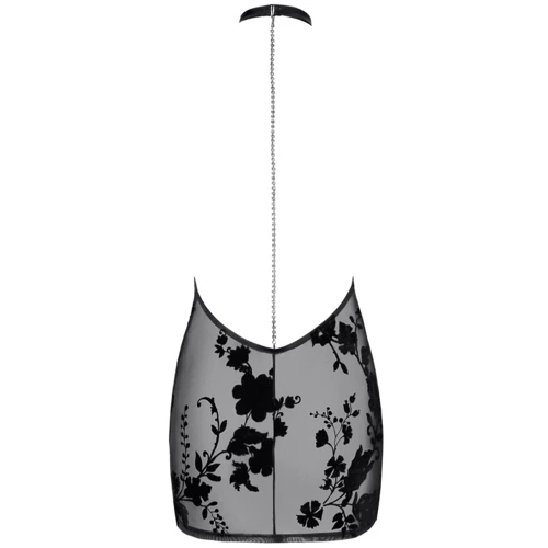 Сукня Noir Handmade F313 Mythos mini flocked mesh dress with jewelry rhinestone chain Вlack, XXL: Вид Платья