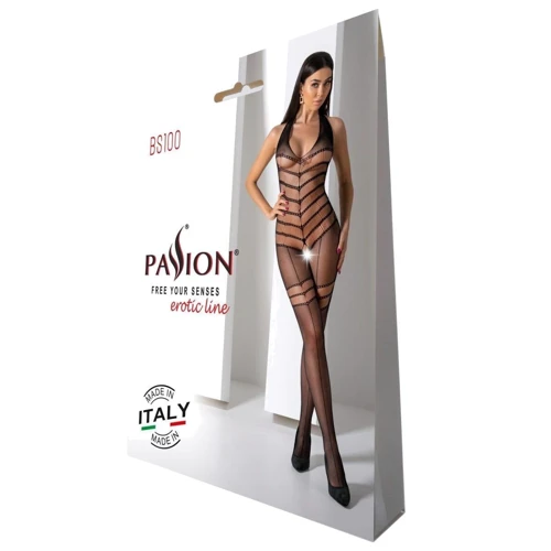 Бодістокінг із плетенням на животику Passion BS100 One Size black: Декор Без декора