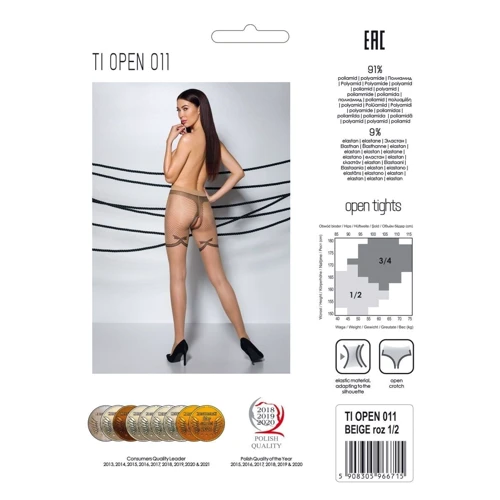 Телесные колготки с открытым доступом Passion TIOPEN 011 beige 3/4 (20 den), с контрастными шортикам: Для кого Для женщин