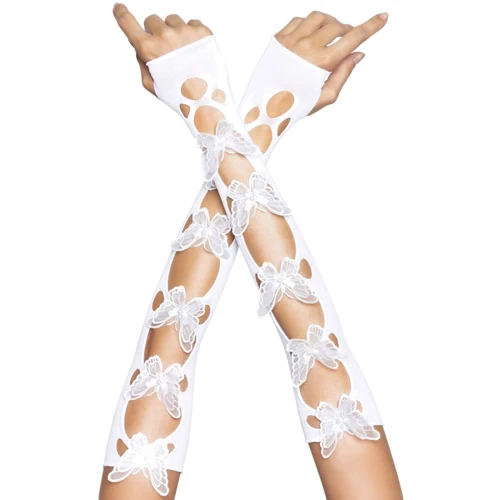Мітенки Leg Avenue Butterfly applique arm warmers White