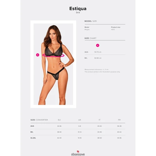 Бюстгальтер Obsessive Estiqua black M/L: Узор Однотонный