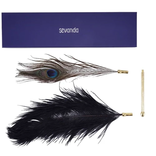 Набор перышек для ласк LOCKINK Sevanda Natural Peacock Flirting Feather Tickler: Цвет золотой