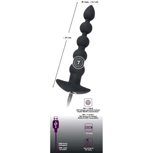 Анальний стимулятор Orion - Black Velvets Rechargeable Beads фото 6