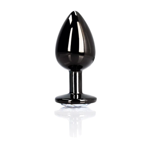 Металевий анальний затор Ouch! Heart Gem Gunmetal - Diamond, S: Наявність вібрації  Нет