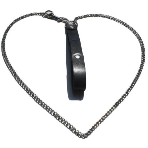 Кожаный поводок с цепью Kiss Leather