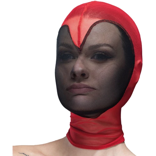 Маска серце сітка із повністю закритим обличчям Feral Feelings - Hearts Mask Red/Black