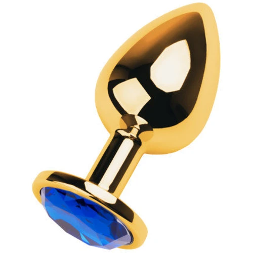 Анальна пробка із кристалом Toyfa Metal Gold anal plug blue gem