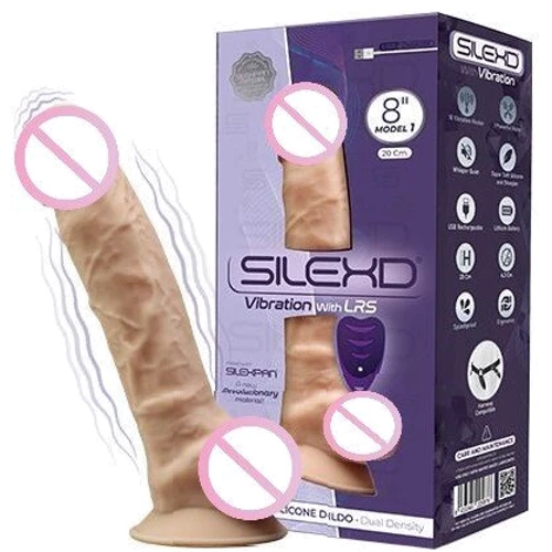 Фаллоимитатор с вибрацией Silexd Premium Silicone Dildo Model 1 Size 8" + LRS: Тип Реалистичные