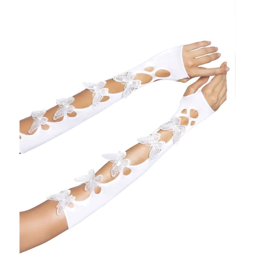 Мітенки Leg Avenue Butterfly applique arm warmers White: Для кого Для женщин