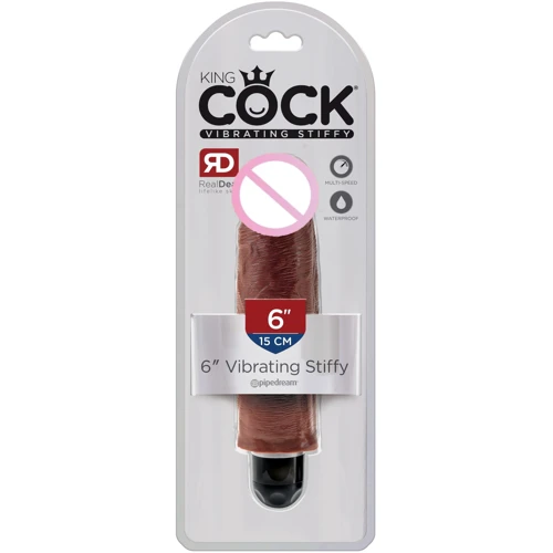 Вібромасажер King Cock 6 Vibr Stiffy Flesh, 17,8х4,2 см, коричневий: Призначення Вагінальні