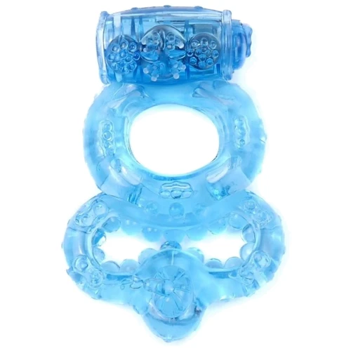 Эрекционное вибро кольцо BOSS Vibrating Duo Cock Ring Blue, BS6700045