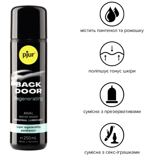 Анальна змазка pjur backdoor Regenerating 250мл на водній основі, з пантенолом та екстрактом ромашки: Для кого унісекс