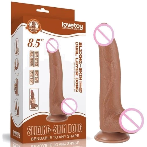 Фаллоимитатор LoveToy Sliding-Skin Dual Layer Dong 8.5" Brown: Назначение Вагинальные