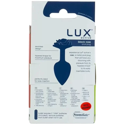 Анальная пробка Lux Active Rose Anal Plug Black в наборе с вибропулей: Особенности Водонепроницаемые
