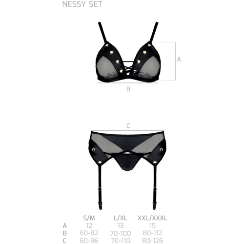 Комплект белья Passion NESSY SET Black L/XL: Применение На тело