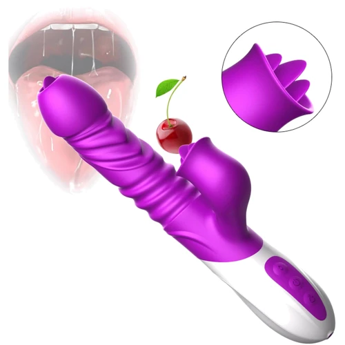 Вібратор з ротацією, поштовхами та підігрівом BOSS Foxshow Vibrator Purple: Тип і форма Кролик