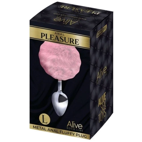 Металлическая анальная пробка Кроличий хвостик Alive Fluffly Plug L Pink: Для кого Унисекс