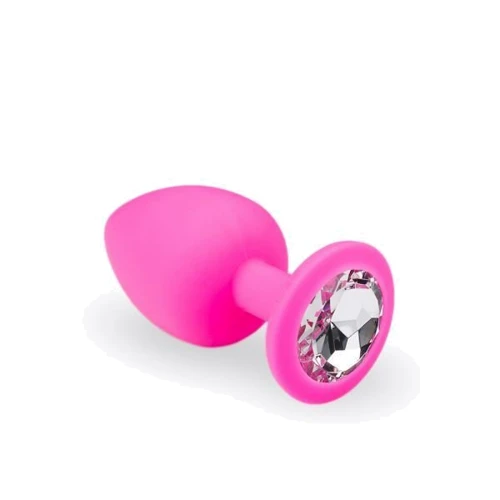 Анальная пробка CRYSTAL Pink Silicone Diamond, L