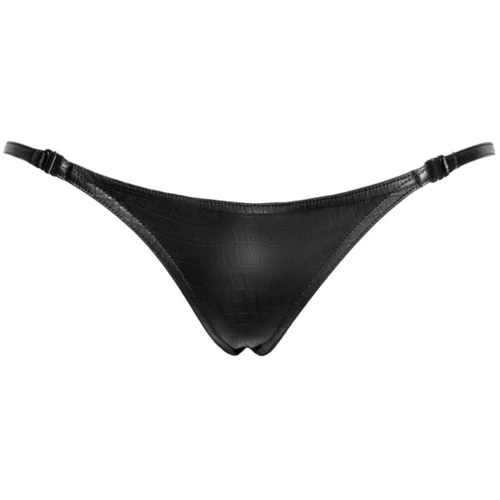 Трусики Noir Handmade P012 Wild crocodile wetlook thong with double opening Вlack, 3XL: Матеріал Полиэстер