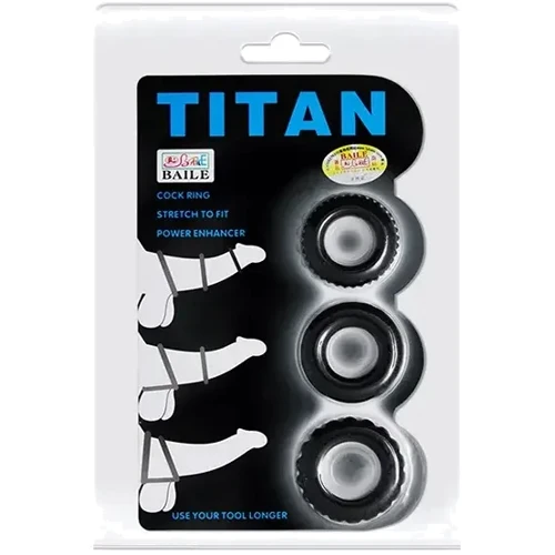 Набор эрекционных колец Baile Titan Cock Ring Set: Цвет черный
