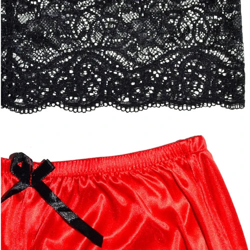 Еротичний комплект NDS 6806-1 Black/Red S/M (23471): Декор Кружево, Бант