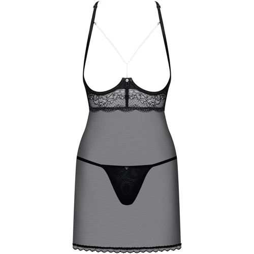 Сексуальный комплект пеньюар + стринги Obsessive Pearlove black S/M: Вид Комплекты