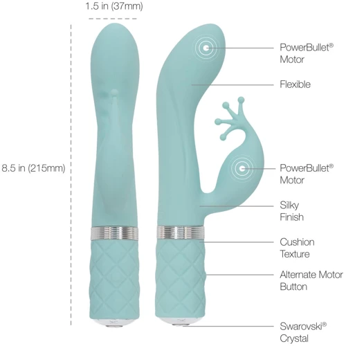 Розкішний вібратор PILLOW TALK - Kinky Teal з кристалом Сваровські фото 7