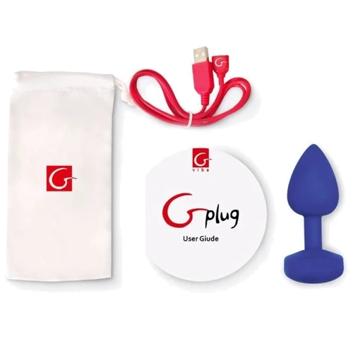 Маленькая дизайнерская анальная пробка с вибрацией Gplug - Gvibe (Англия) , ярко-синий фото 6