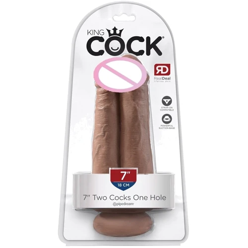 Двойной фаллоимитатор King Cock 7 Two Cocks One Hole, смуглый: Тип Реалистичные