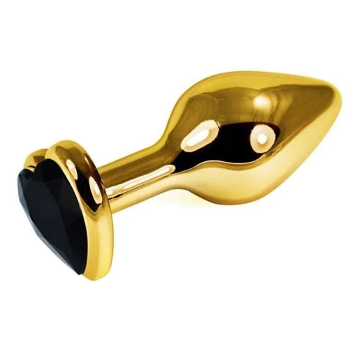 Анальная пробка с кристаллом LoveToy Gold Heart Plug Black