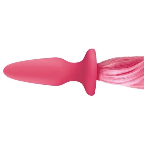 Анальна пробка з хвостиком Unicorn Tails Pastel, 8,4х3,2 см, рожевий: Матеріал силікон