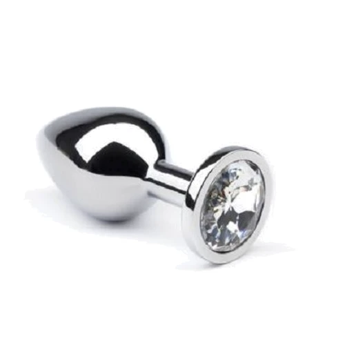 Анальная пробка утяжеленная CRYSTAL Silver Diamond, S