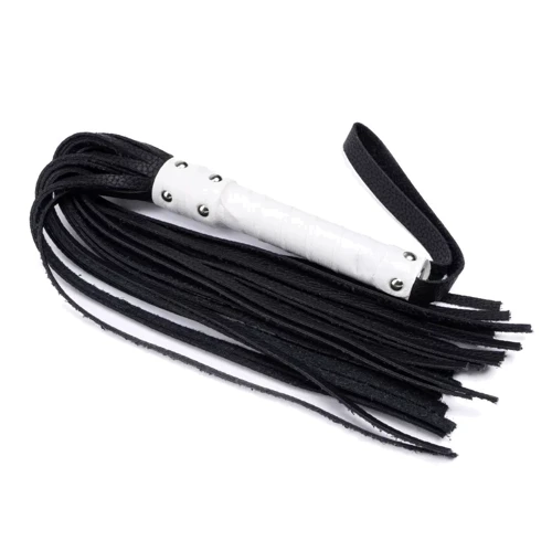 Флоггер из комбинированной кожи Flirty COMBO Leather - Black & White, BM-00029: Цвет черный