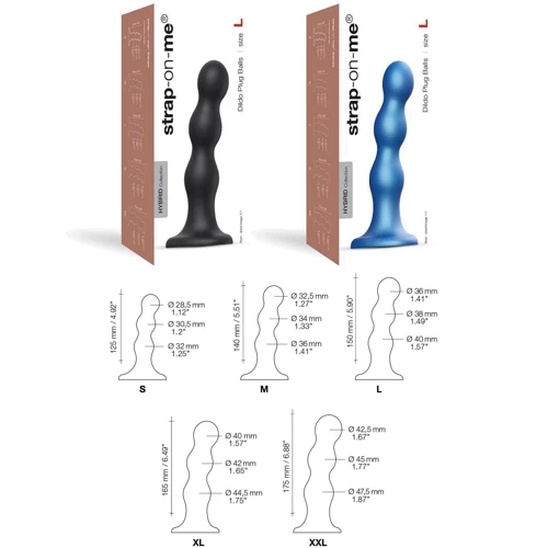 Фаллоимитатор Strap-On-Me Dildo Plug Balls M bleu Мetallic: Мошонка Нет