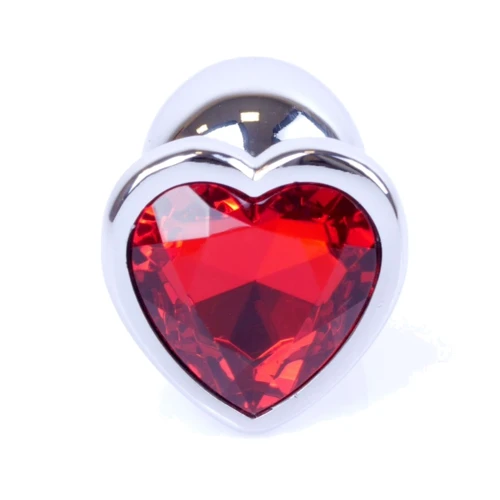 Анальна пробка із кристалом Jewellery Silver Heart PLUG Red: Матеріал Медицинский металл