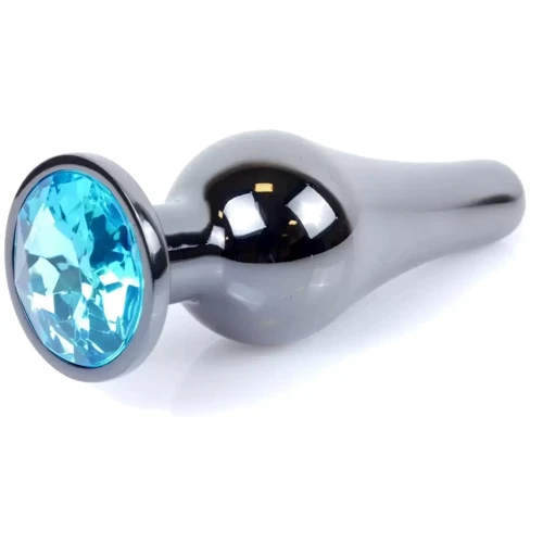 Анальная пробка с кристаллом BOSS of TOYS Boss Series - Jewellery Dark Silver BUTT PLUG Light Blue, BS6400058: Особенности С кристаллами