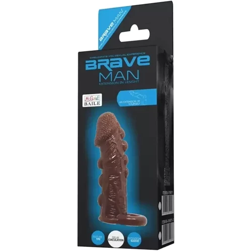 Насадка - презерватив LYBAILE Brave Man, коричневая (BI-016012): Материал TPR (термопластичная резина)