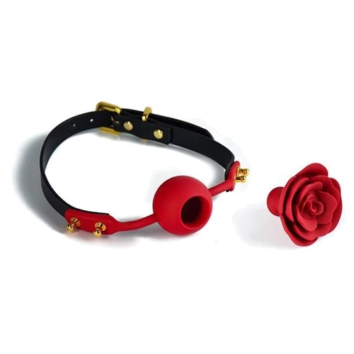 Розкішний кляп у вигляді троянди Zalo - Rose Ball Gag: Колір червоний