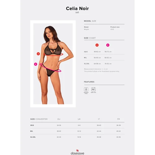 Комплект белья Obsessive Celia Noir set black XL/2XL: Для кого Для женщин
