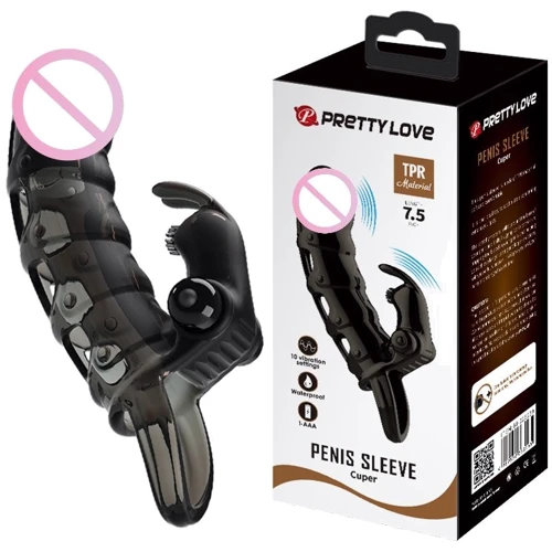 Подовжуюча насадка з вібростимуляцією PRETTY LOVE - Cuper PENIS SLEEVE, BI-026239