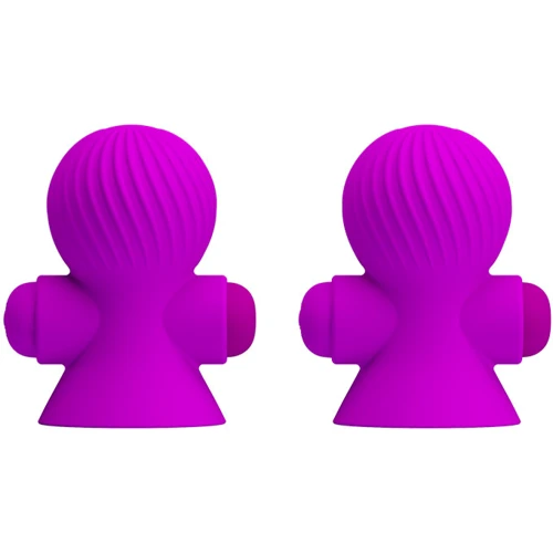 Вакуумные стимуляторы для сосков с вибрацией LYBAILE Pretty Love Vibrating Nipple Suckers Purple