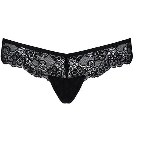 Кружевные трусики-танга с атласным бантиком Naja Thong black L/XL - Passion: Вид Трусы