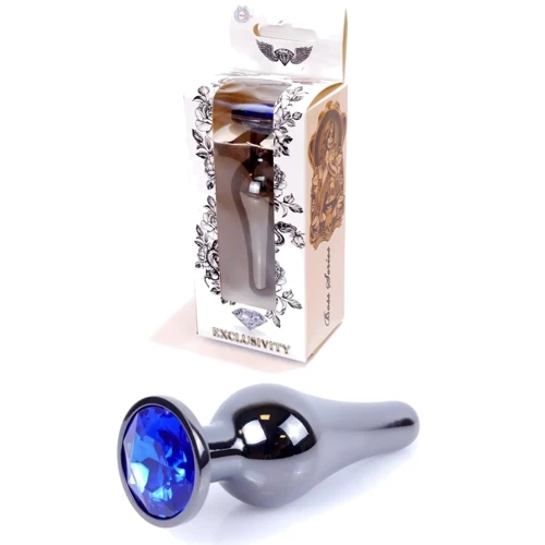 Анальная пробка с кристаллом BOSS of TOYS Boss Series - Jewellery Dark Silver BUTT PLUG Blue, BS6400059