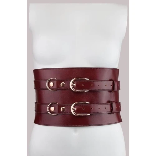 Кожаный пояс для бондажа Liebe Seele Wine Red Waist Cuff S Size фото 4