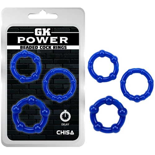 Набор эрекционных колец Chisa GK Power Beaded Cock Rings Blue: Производитель CHISA
