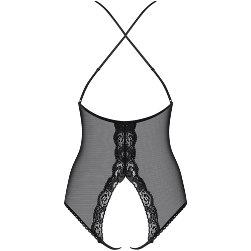Прозрачное боди с пикантным вырезом Obsessive 841-TED-1 black S/M: Фактура Сетка