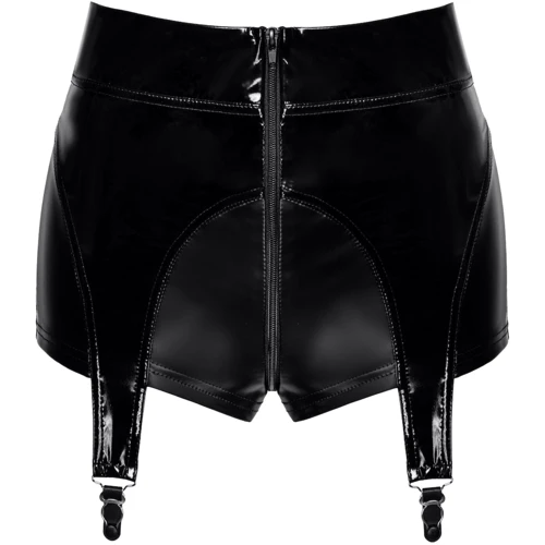 Шортики Noir Handmade F325 Glam suspender wetlook and vinyl shorts Вlack, XL фото 7