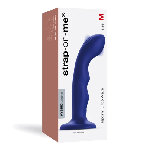 Насадка для страпону з подвійною точковою пульсацією Strap-On-Me Tapping Dildo Wave - Night Вlue фото 3